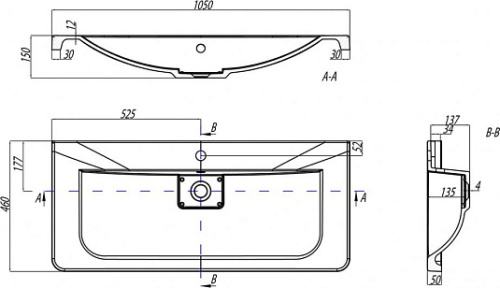 Раковина из литьевого мрамора Aquaton Шерилл 1A71323KSH010 105х46 накладная цвет белый 1 отверстие под смеситель - фото 4