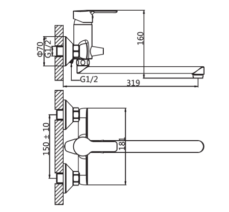 Смеситель для ванны Tokito SEMBOKU TOK-SEM-1015 настенный хром