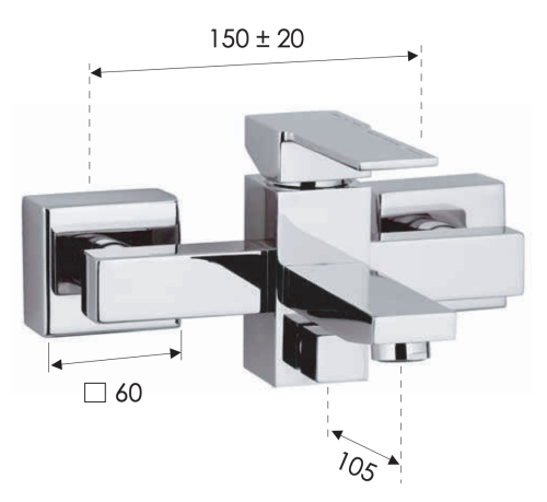 Смеситель для ванны Remer Qubika Q05 настенный хром - фото 2