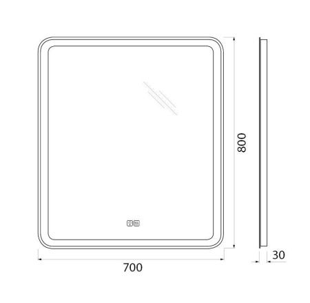 Зеркало с подсветкой и антизапотеванием BelBagno Marino SPC-MAR-700-800-LED-TCH-WARM 70х80 подвесное