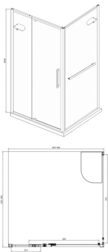 Душевой уголок Bravat Line BS090.2116A 90х90 стекло прозрачное профиль хром без поддона - фото 3