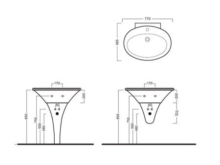 Раковина из сантехнического фаянса Hatria SCULTURE YR3701 80х60 подвесная цвет белый