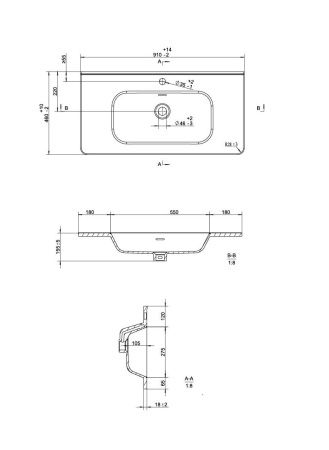 Раковина керамическая Uperwood Monica RMonica90wg 90х50 полувстраиваемая цвет белый