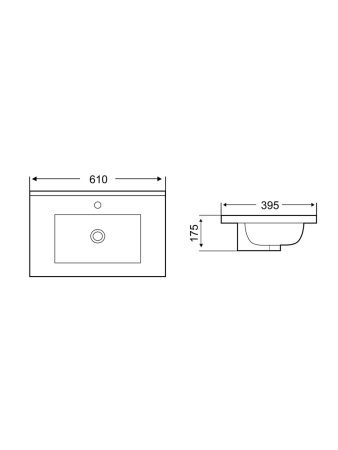 Раковина из сантехнического фаянса WeltWasser WW SK 10000005571 40 см встраиваемая цвет черный 1 отверстие под смеситель