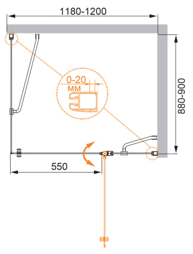 Душевой уголок Cezares ELENA ELENA-W-AH-1-120/90-P-Cr-R 120х90 стекло рифленое профиль хром глянцевый без поддона - фото 5