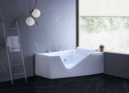 Ванна акриловая гидромассажная Gemy G9056 B R 170х130 пристенная асимметричная с каркасом