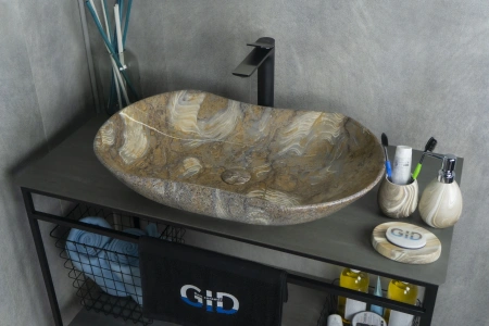 Раковина керамическая Gid Lago 54440 70х40 накладная цвет многоцветный без отверстий под смеситель