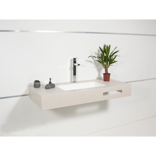 Раковина из искусственного камня MonteBianco Castello Due 12124 63х34 встраиваемая цвет белый матовый без отверстий под смеситель - фото 3