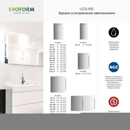 Зеркало с подсветкой Evoform Ledline BY 2117 80х80 подвесное