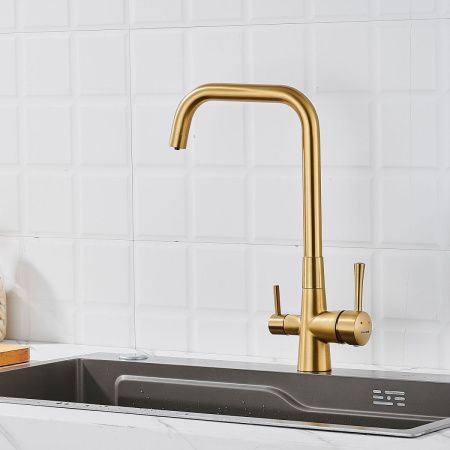 Смеситель для кухни Shevanik S528G на мойку золото