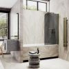 Душевая шторка на ванну Maybah Glass MGV-792-3 80х140 стекло тонированное профиль золото ориентация универсальная
