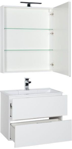 Комплект мебели: тумба с раковиной + зеркало-шкаф Aquanet Алвита 00184620 70х45х138,1 подвесной - фото 2