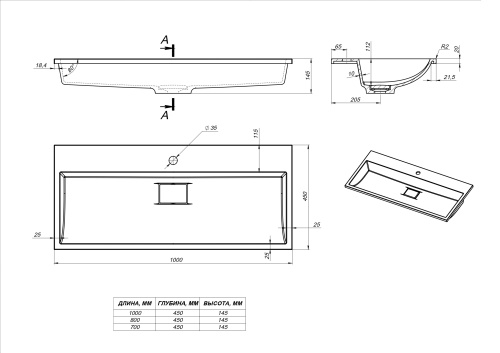 Раковина из искусственного мрамора Stella Polar Арта SP-00001725 100х45 встраиваемая цвет черный глянцевый - фото 3
