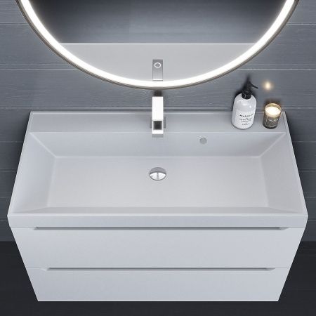 Раковина из искусственного камня Uperwood Classic Quartz 293020632 100х50 полувстраиваемая цвет белый