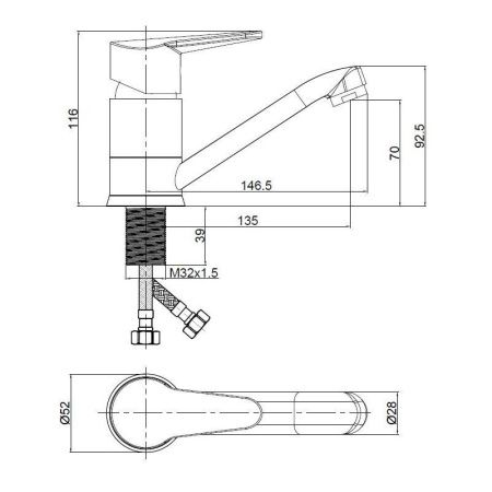 Смеситель для кухни Voda Breeze BZ15 на мойку хром