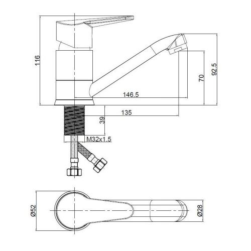 Смеситель для кухни Voda Breeze BZ15 на мойку хром - фото 3