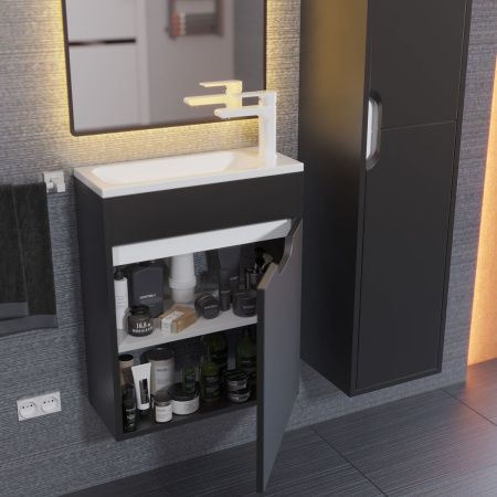 Тумба под раковину Uperwood Modul 2930205360 50х20 подвесная цвет черный