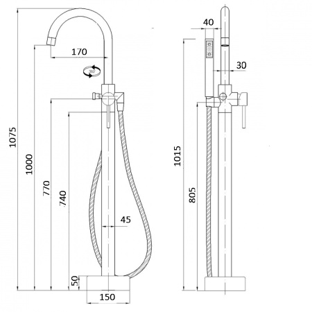 Смеситель BOCH MANN BRAIES Brush nickel BM8922 напольный никель матовый