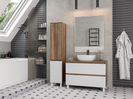 Шкаф-пенал Brevita Dakota DAK-050350-19/01Л 40х170 подвесной цвет белый/коричневый