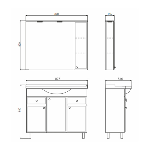 Тумба с раковиной Comforty 00004134639CF 87,5x51x88 - фото 2
