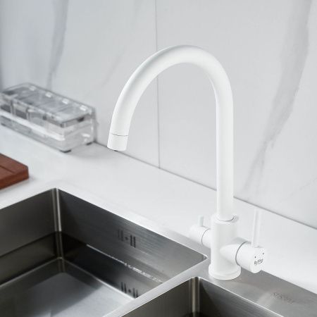 Смеситель для кухни Raffine F108C на мойку белый