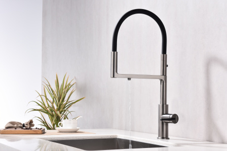 Смеситель для кухни Paulmark TORNADO To213402-GM на мойку серый