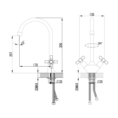 Смеситель для кухни LeMark Benefit LM2505C на мойку хром - фото 2