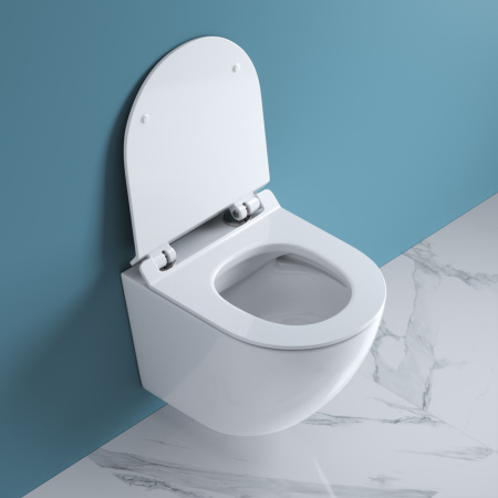 Унитаз подвесной BelBagno SFERA-R BB046CHR/BB2111SC белый с сиденьем микролифт безободковый каскадный смыв
