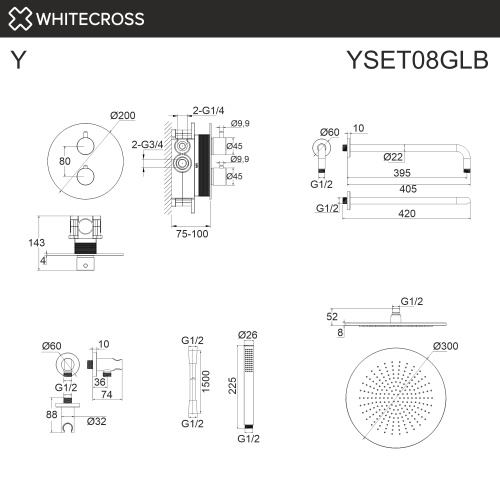 Душевая система Whitecross Y brushed gold YSET08GLB встраиваемая - фото 3