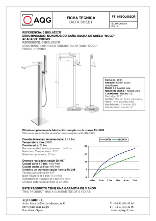 Смеситель AQG Bold 01BOL602CR напольный хром