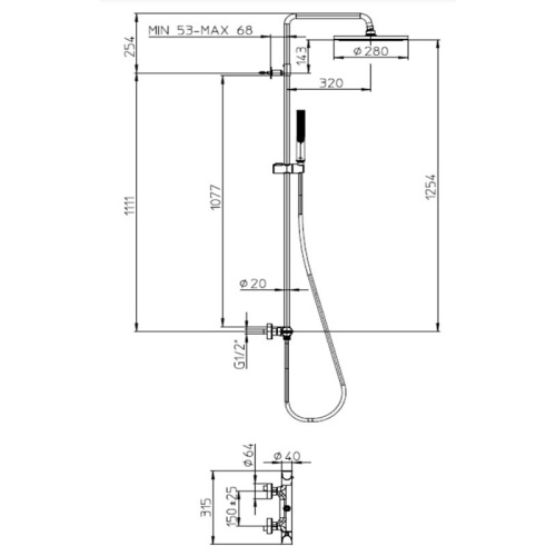 Душевая стойка Bossini Apice L10507.030 настенная хром - фото 2 Душевая стойка Bossini Apice L10507.030 настенная хром - фото 2
