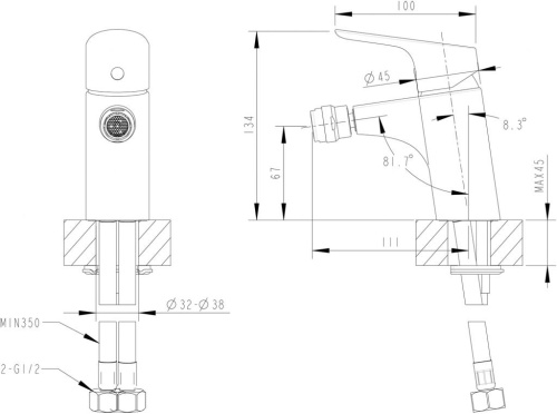 Смеситель Bravat Drop F34898C на биде хром - фото 2 Смеситель Bravat Drop F34898C на биде хром - фото 2