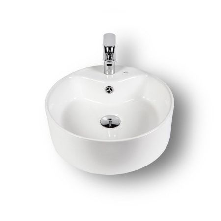 Раковина из сантехнического фарфора Bond Circle S03-410 40х40 накладная цвет белый 1 отверстие под смеситель