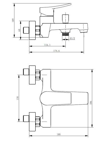 Смеситель для ванны и душа Savol SK-H3101 настенный сатин - фото 2