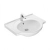 Раковина из сантехнического фарфора Santeri Сатурн 131211S0011B0 60х50 накладная цвет белый 1 отверстие под смеситель