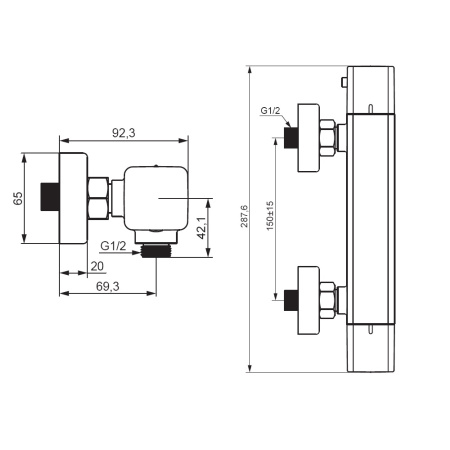 Смеситель для душа Damixa Gala 536000000 настенный хром с термостатом