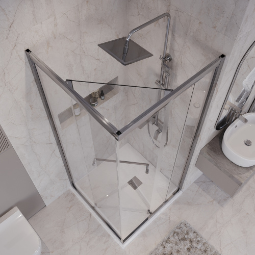 Душевой уголок Niagara Nova NG-6635-34 100х100 стекло прозрачное профиль хром глянцевый без поддона - фото 5