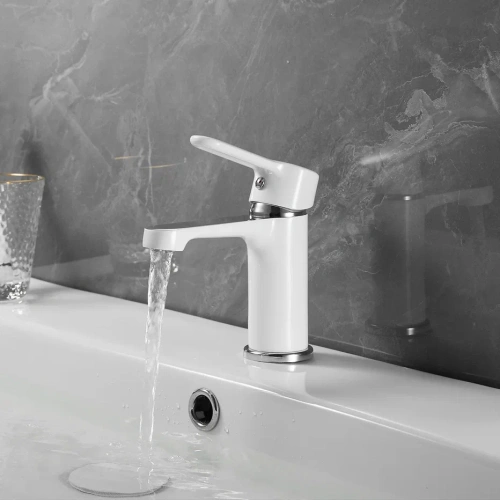 Смеситель Shevanik S8101F на раковину белый/хром - фото 5