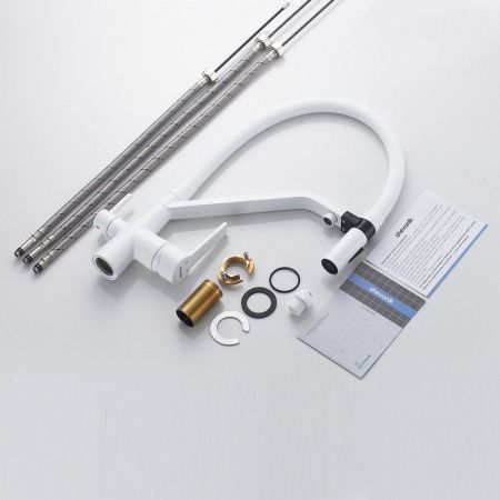 Смеситель для кухни Shevanik S278C на мойку белый