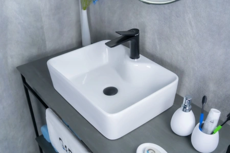 Раковина керамическая Gid Geométrico 51176 50х40 накладная цвет белый 1 отверстие под смеситель