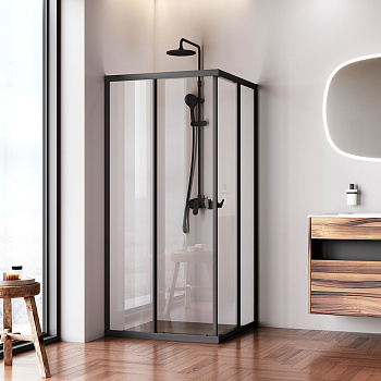 Душевой уголок Am.Pm Sunny W87G-403-9090-BT 88х88 стекло прозрачное профиль черный матовый без поддона