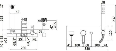 Смеситель для ванны с душем Paffoni Ringo RIN001CR встраиваемый в стену хром