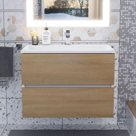 Тумба под раковину Uperwood Barsa 2930205156 70х50 подвесная цвет коричневый/белый