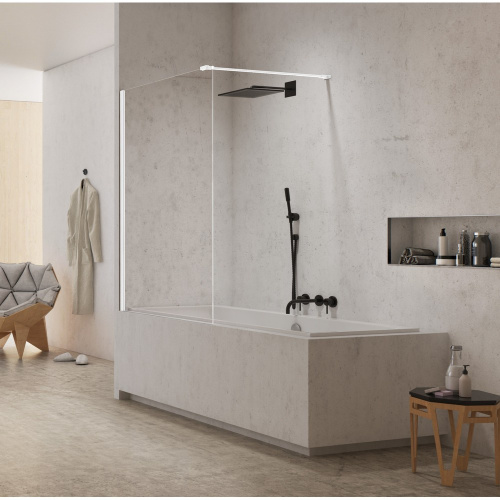 Душевая шторка на ванну New Trendy NEW MODUS White EXK-2339-WP 90х150 стекло прозрачное профиль белый ориентация универсальная - фото 2