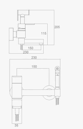 Смеситель с гигиеническим душем D-Lin D181201-A настенный черный - фото 2