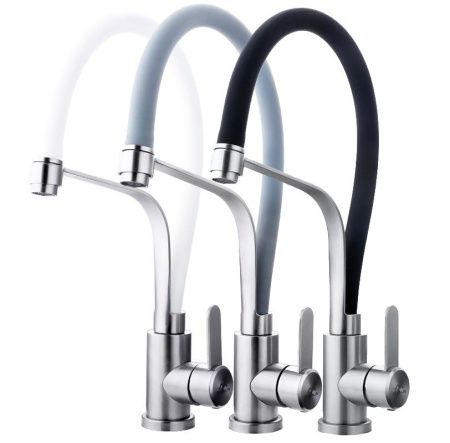 Смеситель для кухни Fashun A54012-8 на мойку белый/сатин