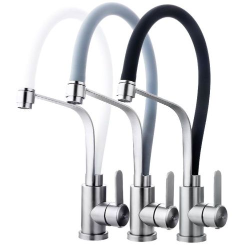 Смеситель для кухни Fashun A54012-12 на мойку серый/сатин - фото 4