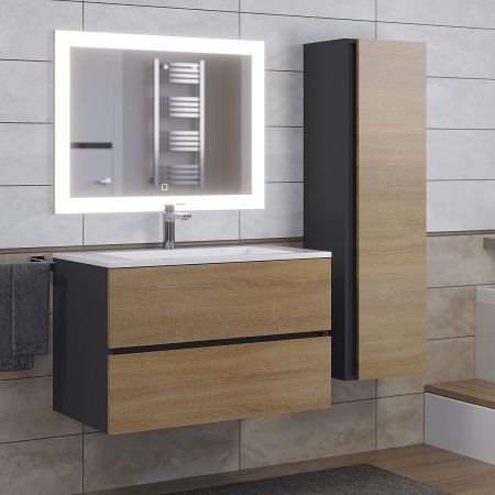 Тумба с раковиной Uperwood Barsa-Next 290000013 80х50 цвет коричневый/черный