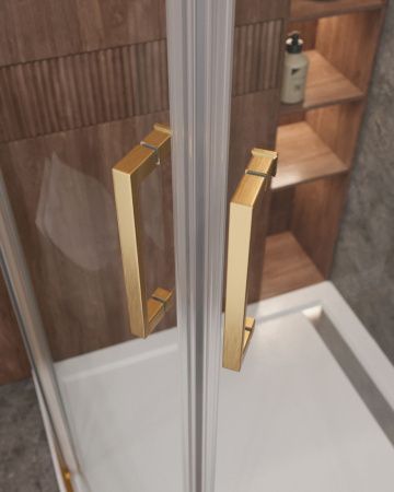 Душевой уголок Cezares MOLVENO MOLVENO-R-2-100-C-BORO-IV 100х100 стекло прозрачное профиль золото без поддона