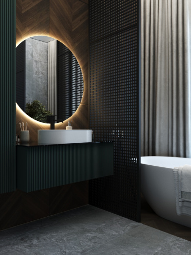 Тумба со столешницей La Fenice TERRA NFNC-01-TER-G-100-3-GB 102х37х47 подвесная цвет серый/зелёный - фото 5